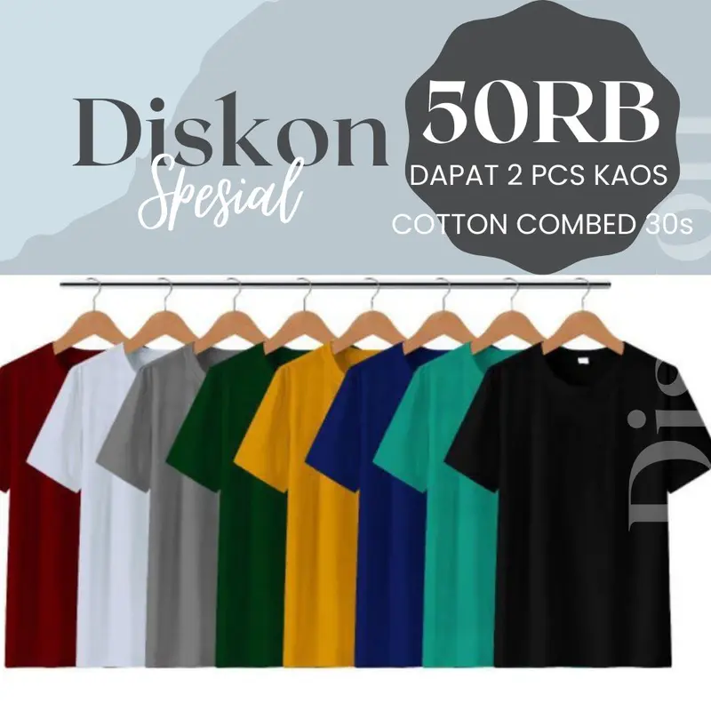 50RB DAPAT 2 KAOS POLOS || KAOS POLOS COTTON COMBED 30S PREMIUM LENGAN PENDEK / PRIA WANITA UNISEX / DEWASA OBLONG 0