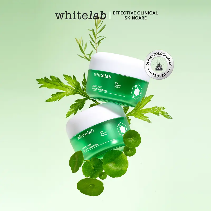 [SPECIAL RACUNINSKINCARE] WHITELAB ACNE CARE MOISTURIZER GEL - PELEMBAP KULIT WAJAH UNTUK MENENANGKAN DAN MEREDAKAN JERAWAT PAGI MALAM DENGAN BHA, MUGWORT & TEA TREE [BPOM] Berjerawat Treatment 3