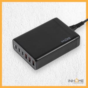 120W GaN 6-Port USB Fast Charger Station | Portable Laptop/iPhone/Phone Charger | Multi-Device Adapter