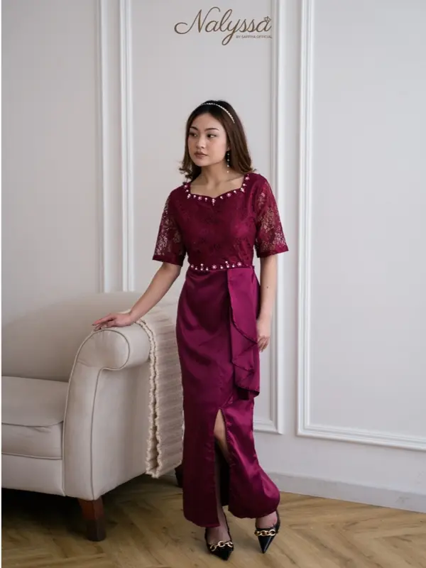 SAFFIYA - Sophia Dress (PREMIUM) / M,L,XL / Dress Pesta Wanita / Dress Natal / dress brukat terbaru / dress mewah 5