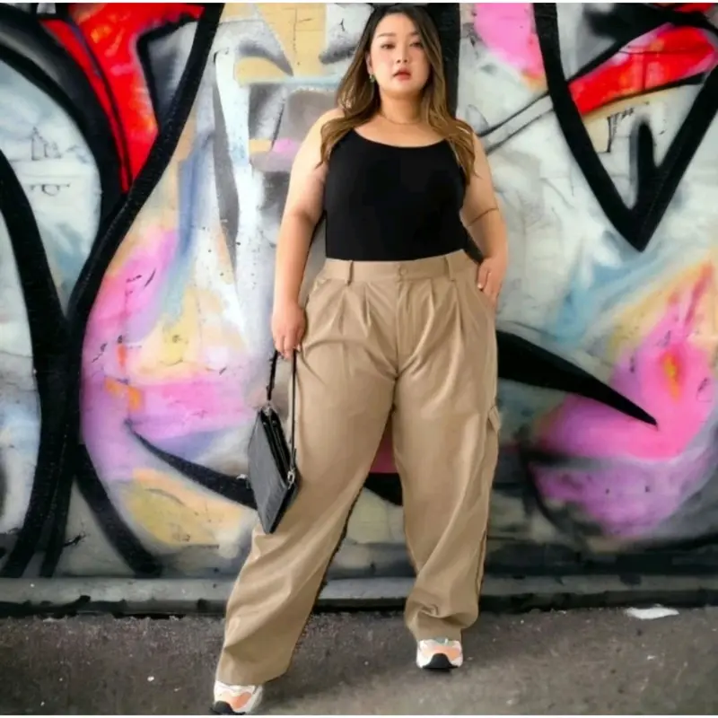 Cargo Pants Wanita Highwaist Premium Loose Korean Style Jumbo - Celana Kargo Wanita Terbaru 2