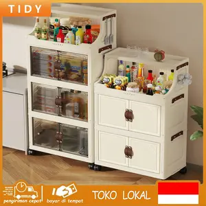 [COD 24hshipping] Tidy Tribe LEMARI PLASTIK ANTI LEMBAB / Lemari penyimpanan lipat / LEMARI DAPUR ANTI KARAT- Untuk Kamar Mandi & Dapur Tahan debu dan tahan air Dengan roda Anda bisa meletakkan semuanya di atas