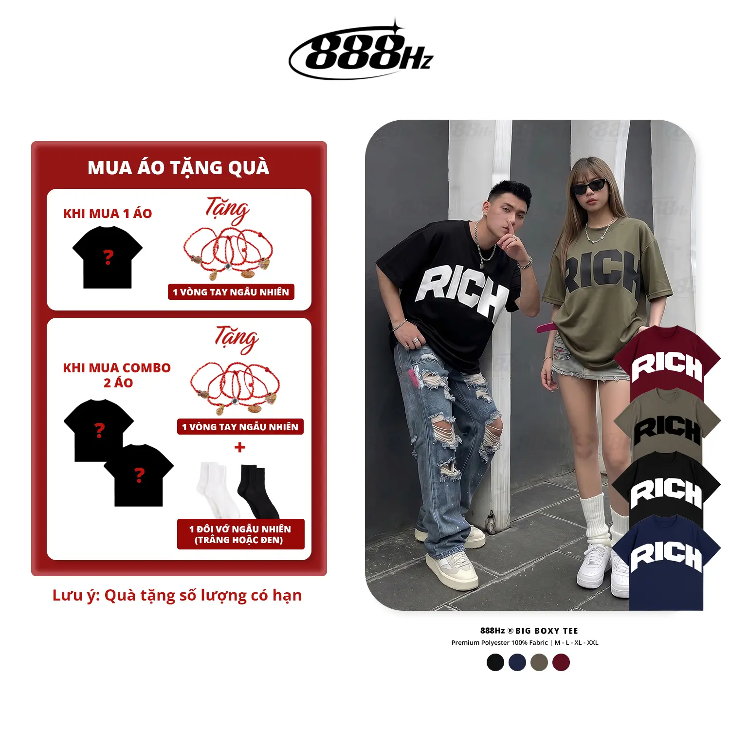 [DEAL MUA CÓ QUÀ] 888HZ Áo Thun Áo Đôi Nam Và Nữ Dáng BOXY Form Rộng Chất Liệu Polyester RICH - Áo Phông Nam Nữ Cổ Tròn Tay Ngắn Thoải Mái Phù Hợp 4 Mùa Streetwear Việt Nam - A31
