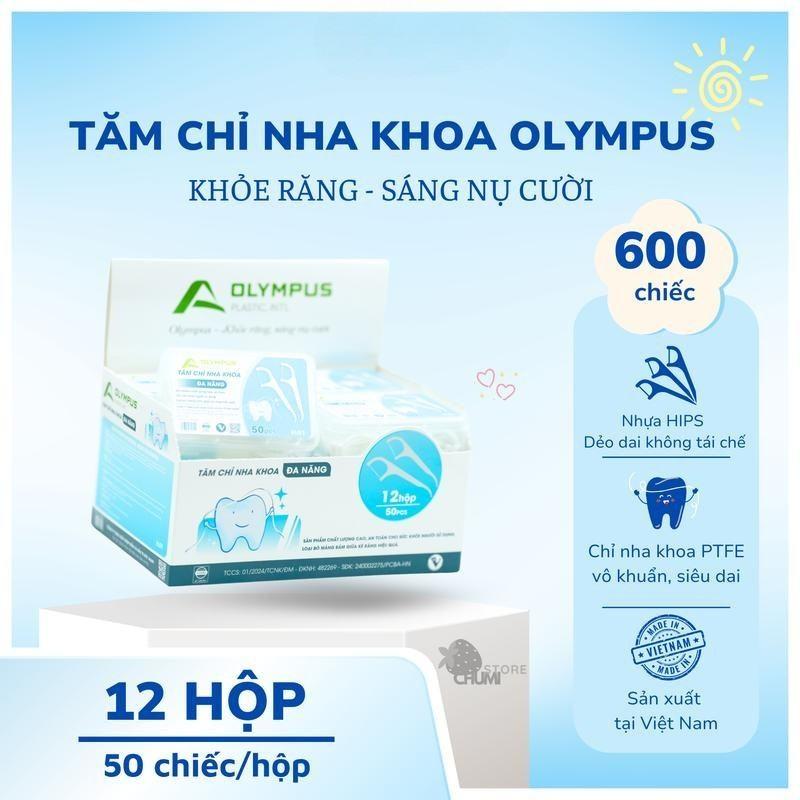 Combo 12 hộp OLYMPUS 600 chiếc Tăm chỉ nha khoa OLympus tăm chỉ vệ sinh răng miệng hàng chuẩn an toàn tiện dụng cho gia đình