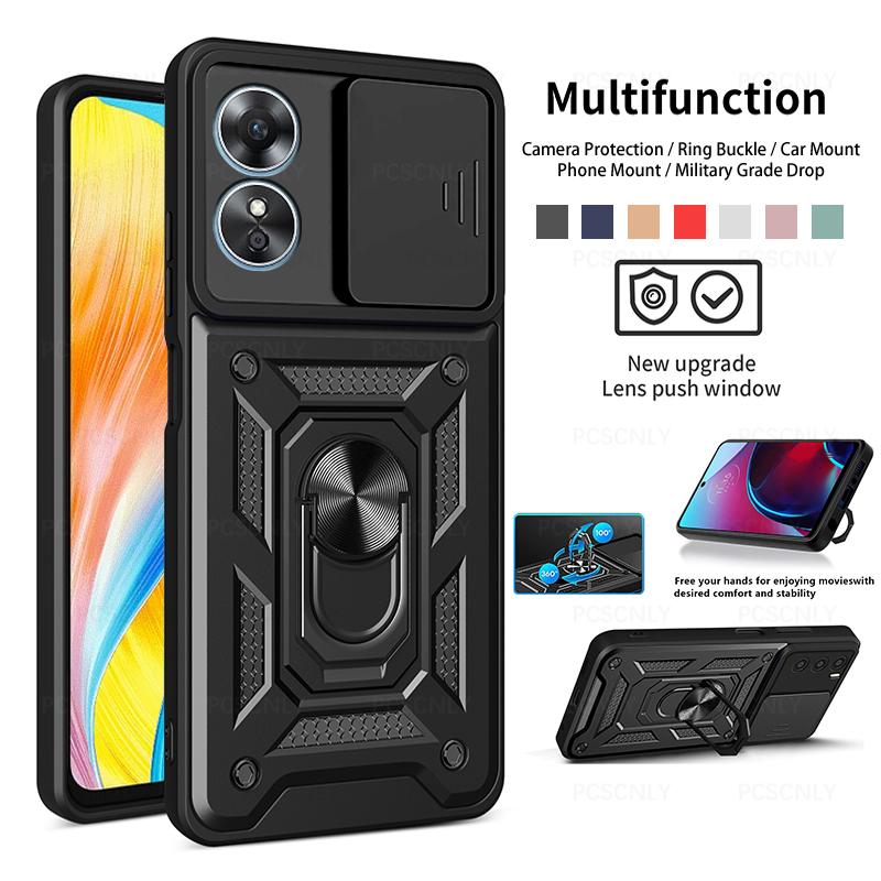 Ốp Điện Thoại chống va đập cho OPPO A38, vỏ bảo vệ máy ảnh bỏ túi, giá đỡ nhẫn ngón tay, nắp CPH2579