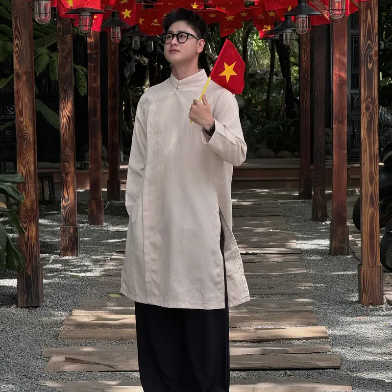 [GIDISTUDIO]_Áo dài ROLAN form unisex cách tân- Áo dài tết chất vải xước cao cấp, trẻ trung, thanh lịch GIDI (không kèm quần) 6
