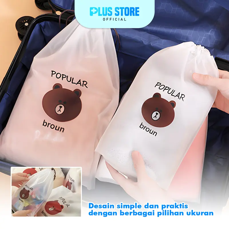Tas Organizer Make Up Kosmetik Anti Air Travel Pouch Cat Brown - Plastik 2
