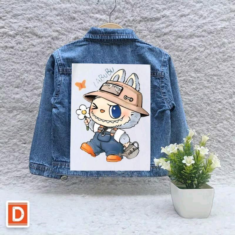 JAKET JEANS ANAK GAMBAR/KARAKTER LABUBU TERBARU USIA 1-10 TAHUN 1