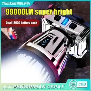 LED Headlamp 500Watt Penerangan terus menerus selama 800 jam senter super terang lampu depan luar yang kuat lampu depan tahan air sensor gerak senter berkemah senter kepala super terang Iradiasi 30000m