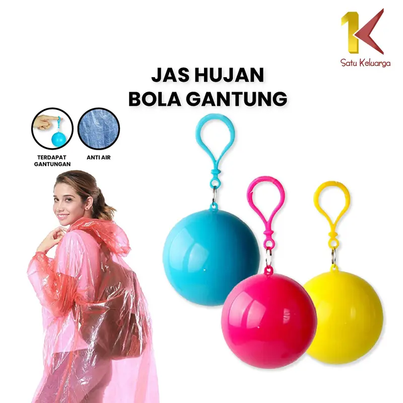 [COD] SK C853 Jas Hujan Bola Plastik Gantung Warna Warni Anti Air Portable Import Dapat digunakan kembali Tahan air 0