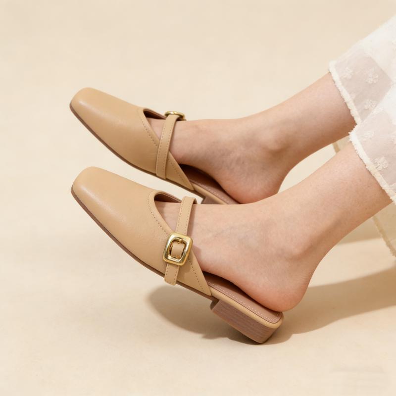 Sepatu Slip On Wanita Model Tali Gesper Elegan Untuk Kantor & Hangout Sepatu Mules Wanita Kekinian 2026