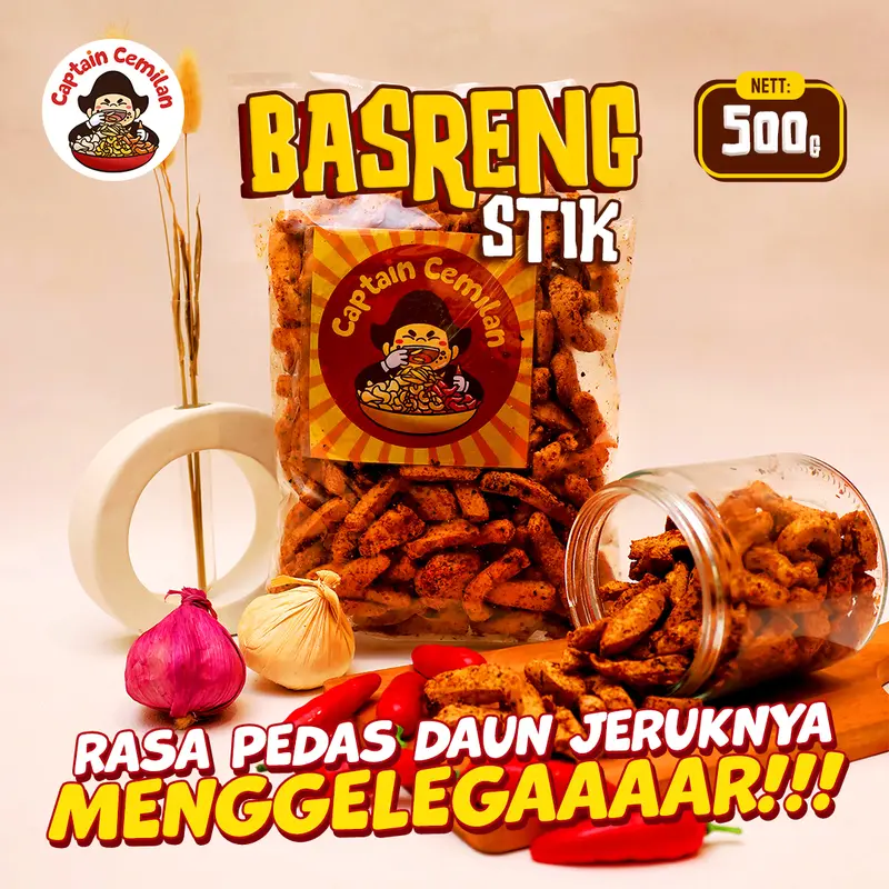 500gr - Basreng PEDAS DAUN JERUK Captain cemilan Bandung food Snacks Makanan Chips Snack  Goreng 6