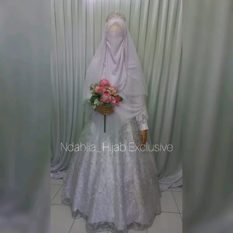 GAUN PENGANTIN SYARI BERCADAR PREMIUM 1