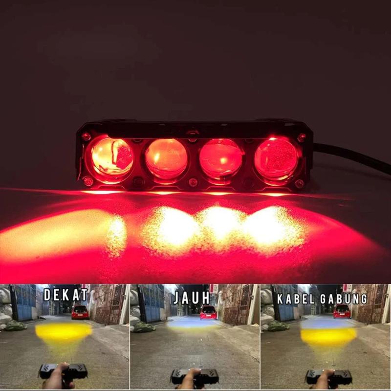 Product Introduction of Lampu Sorot SQL 4 Mata D3 Plus Devil Eye 12V-24V Jauh Dekat 2 Warna Lampu Kabut SQL 2 Warna Plus Devil Motor Mobil Bis Truk 16