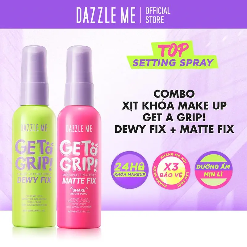 Xịt Khóa Nền Makeup Dazzle Me nền Cố Định Lớp Trang Điểm Lâu Trôi Và Kiểm Soát Dầu Trên Da kem nền 60ml