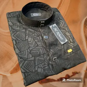 PART 1!!! kemeja sultan hitam pria dewasa lengan panjang kancing jepret Baju Slimfit Katun Mewah Motif Nyaman