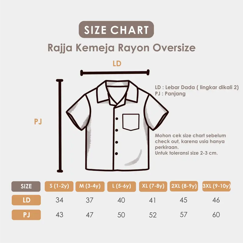 KRUCILKUU-RAJJA KEMEJA RAYON OVERSIZE HAWAI ANAK PANTAI RETRO 1-10 TAHUN 3