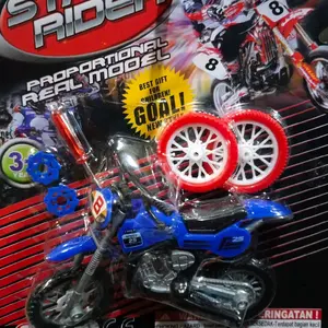 GOAL! Motorcross Proportional Real Model Terbaik Hadiah untuk Anak-anak dengan Roda Merah dan Biru Baru Dilengkapi