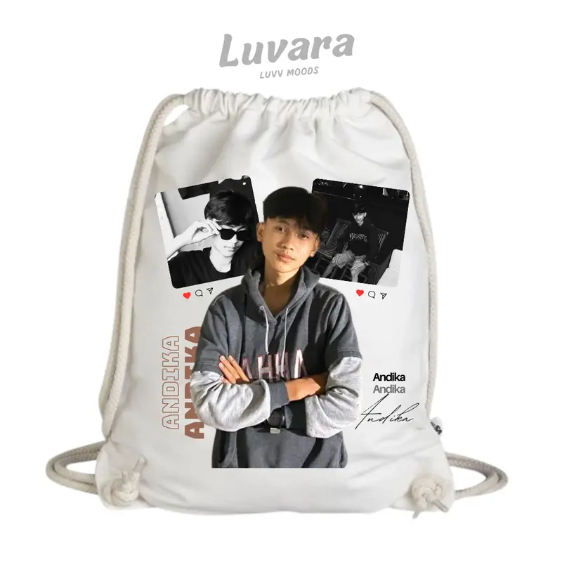 Tas serut WHITE Masboy Isal Andika bonus PHOTOCARDS bahan Canvas Twill 30x40cm warna tidak luntur 2