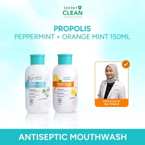 [FYC] [TIFFANY APPROVED] Secret Clean Propolis Antiseptic Mouthwash Bundling Orange Mint | Papper Mint 150ML - Obat Kumur Antiseptic Nafas Segar & Menghilangkan Bau Mulut