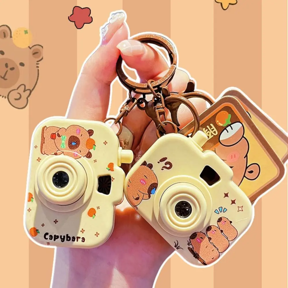 Dây chuyền chìa khóa máy ảnh chiếu Capybara, Hàng mới về, Thiết kế thời trang hoạt hình, Móc chìa khóa máy ảnh mini, Thích hợp cho đồ chơi trẻ em, Mặt dây chuyền ba lô phát sáng