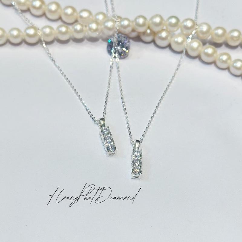 HOÀNG PHÁT LIVE Trang Sức Dây Chuyền Bạc Ý 925 Chữ Cong Mảnh Nhỏ 4T5 45CM Phối Mặt Thanh Dài 3 Hột Phù Hợp Nam Nữ P133 KHÔNG XI KIM