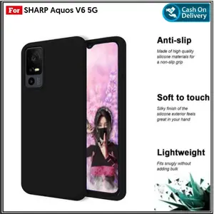 Case Compatible For Sharp Aquos V6 5G Slim Soft Casing Plus iRing Hitam Matte TPU Karet Anti-slip Nyaman Melindungi dari Benturan