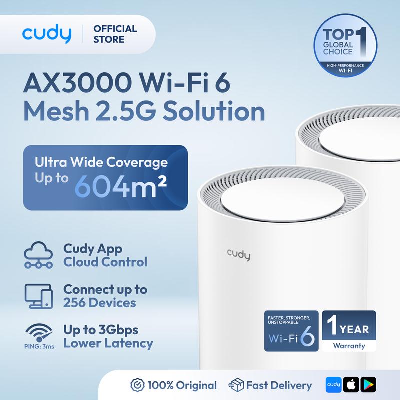 Cudy M3000 2 Pack Mesh WiFi 6 Router AX3000 Dual Band 2.5G - Shop ...