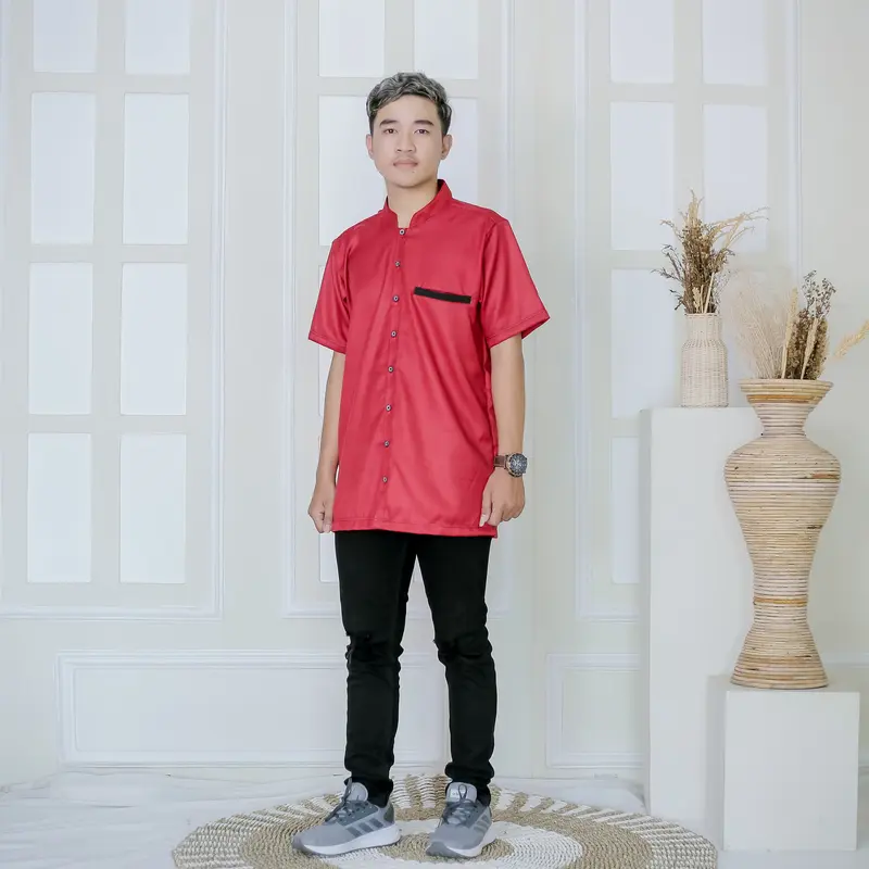 KEMEJA KOKO BAJU MUSLIM PRIA LENGAN PENDEK KURTA DEWASA FASHION MUSLIM 5