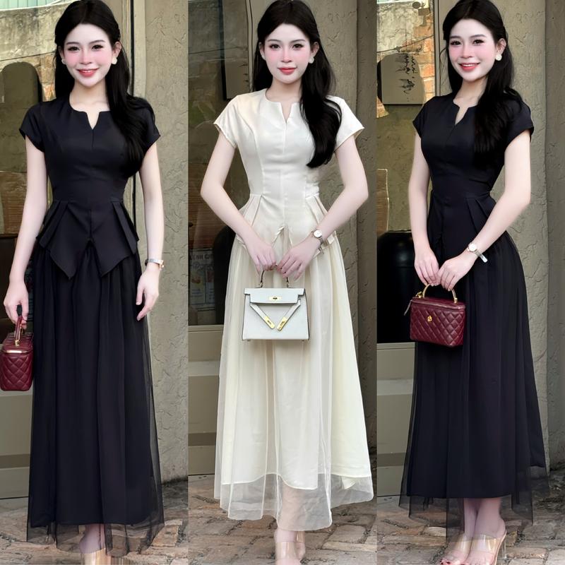 Mijustore B101 Set Váy Nữ Thanh Lịch Thiết Kế Áo Kèm Chân Váy Chuẩn Form Tôn Dáng Vải Tây Mềm Mịn Đi Làm Đi Chơi SetDonu SetBo SetChanVay ThoitrangNu Damnu Vaythietke Damthietke