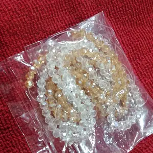 4mm - Manik Kristal Ceko Bakpau / Bakpao / Bulat / Gepeng Bening Transparan Mengkilap 4mm per Renteng Kualitas Bagus Grade A