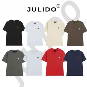 Combo 2 Áo phông trơn cotton basic logo thêu Cổ Tròn Menswear Nam JULIDO