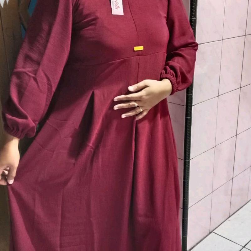 Gamis karin krinkle airfloww premium.dres terbaru masa kiginian Cantik Crinkle Karet Nyaman Muslim Wanita Mewah Remaja 9