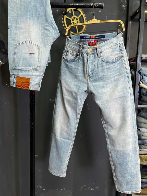 Jean Denim Guangzhou 5KM-J3959-13OZ Quần Jean Nam Dài Màu Xanh Bạc Was Form Ống Suông Mẫu Mới Chi Tiết Như Hình K3 STORE
