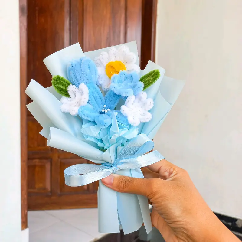 Buket mini cantik kawat bulu murah meriah 4