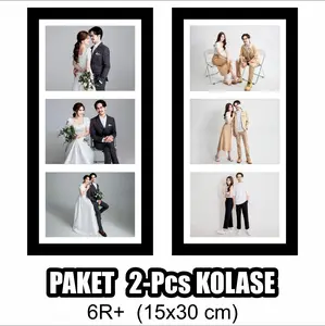 PAKET KOLASE 6R+  [2Pcs] 15x30 cm Cetak Foto + Bingkai MDF