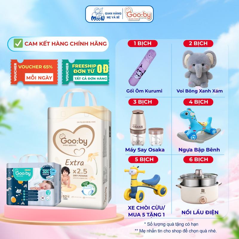 (Bỉm ngày Gooby) Tã/bỉm quần Gooby Extra - Chuyên gia thấm hút, chống trào đến 12h đủ size cho bé lên đến 35kg - Moon - Gian hàng mẹ & bé - Đồ dùng cho bé Nữ