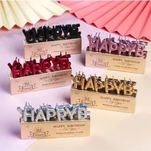 MOLAMOLA Lilin Tulisan Happy Birthday / Lilin Kue Ulang Tahun / Birthday Candle / Cake Topper Happy Birthday / Topper Kue Ultah  Y3377