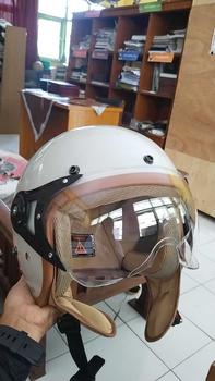 Product Review of HELM BOGO DEWASA KACA PILOT CLEAR MODEL HIJAB RETRO PRIA WANITA LIST BUSA COKLAT FULL LEHER SNI TERBARU MOTORCYCLE from i**m 2