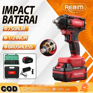 Impact Baterai Impact Wrench Kunci Shock 1 / 2 Inch Brushless 750Nm Tanpa Baterai Kotak Plastik Body Only 6240