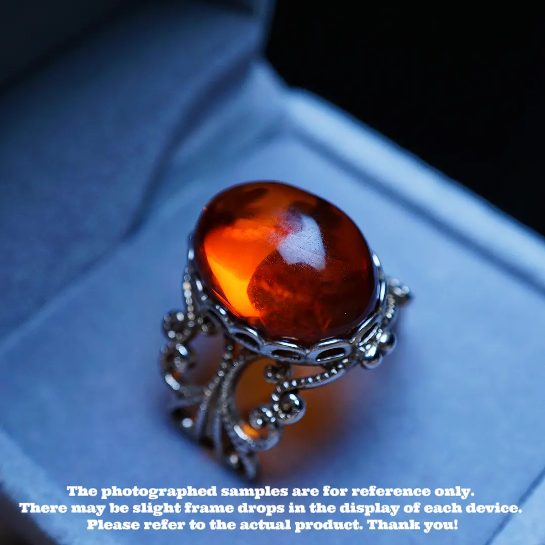 This is a ring made of natural raw ore amber and beeswax.