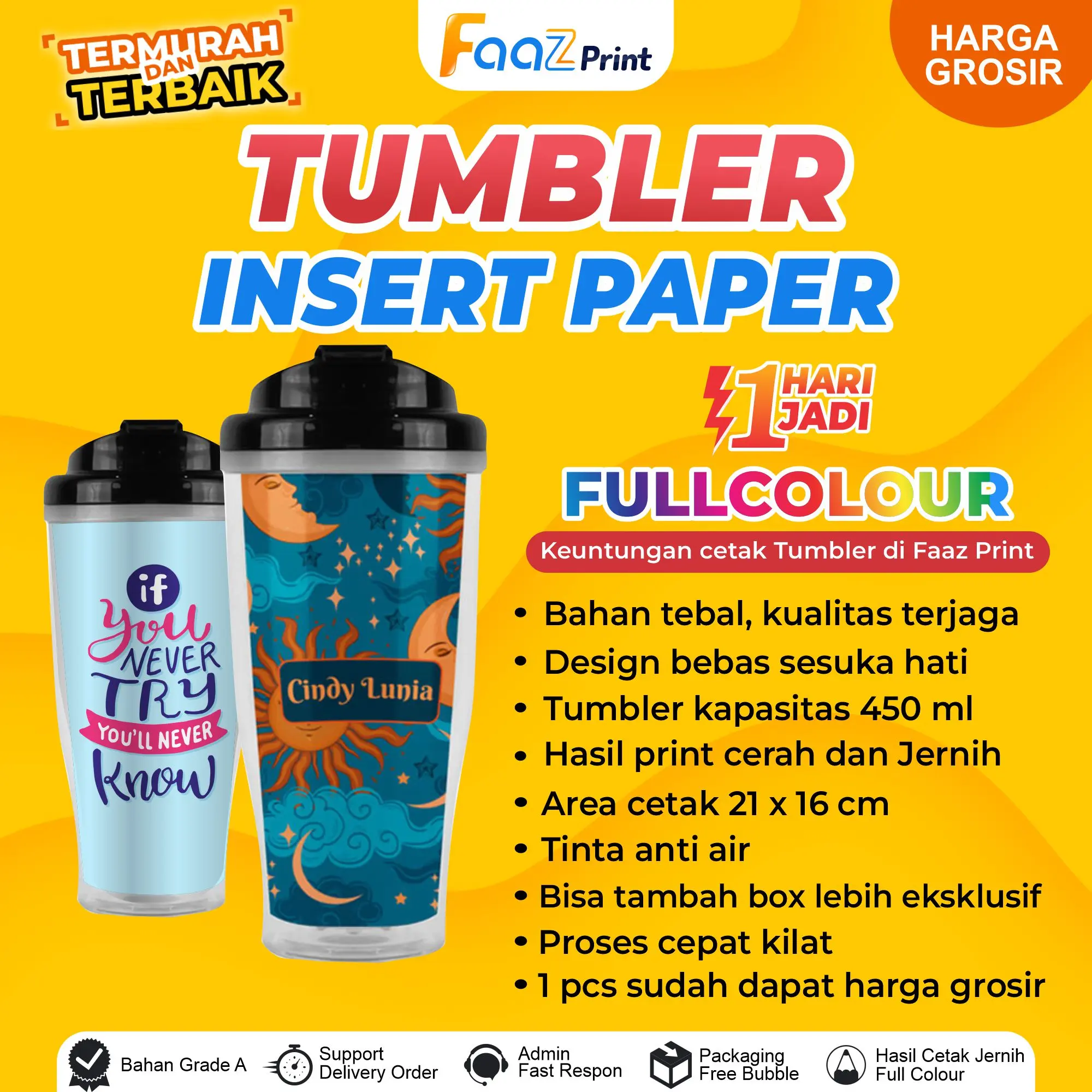 [1 HARI JADI] TUMBLER INSERT PAPER CUSTOM DESIGN SUKA-SUKA