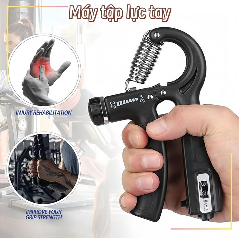 Máy nắm có đếm tự động, điều chỉnh lực 10-100KG, nắm đấm cầm đa năng cho gym,…