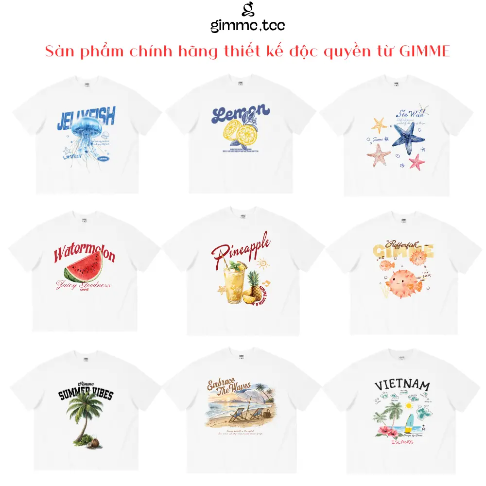 [CHÍNH CHỦ GIMME] Áo Thun Boxy Đi Biển Chính Hãng Gimme - MÙA HÈ - Premium Cotton 250gsm - Vải Tốt Cotton 2 Chiều - GMBX15
