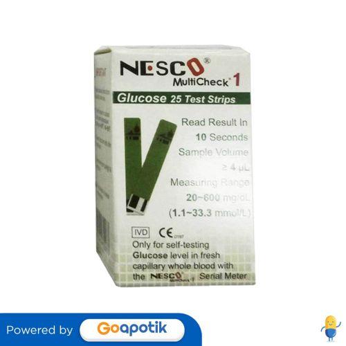 Gambar NESCO MULTICHECK 1 GLUCOSE TEST STRIPS BOX 25 PCS dari Apotek Sehati Depok by GoApotik Kota Depok Tokopedia