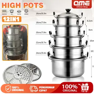 QME - Panci Kecil Kukus Steamer Pan Japan Stainless Steel - Panci ukuran 16/18/20/22/24CM Kitchenware