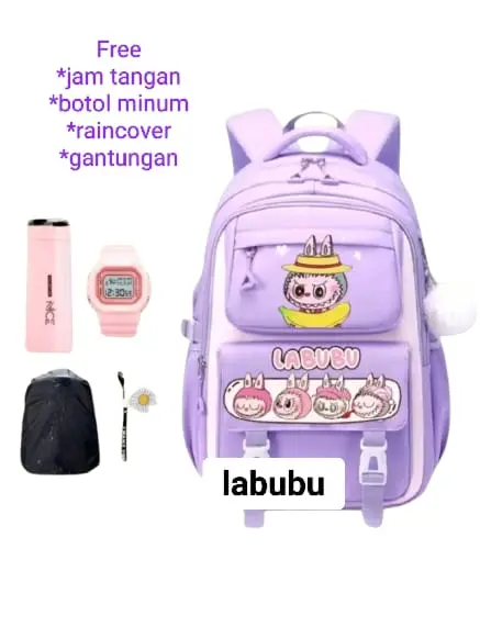Tas Ransel Anak Perempuan Motif Lucu Labubuu TK SD Tebal dengan Banyak Bonus - Fashion 3
