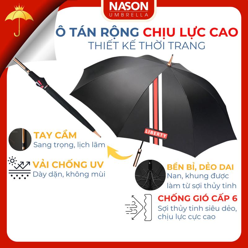 Ô dù cao cấp tán rộng 27 inch Tay cầm thời trang độc quyền Nason Umbrella Khung sợi thủy tinh chống lật bền bỉ thiết kế thời trang sang trọng dù che mưa cao cấp 8 nan Chống Nước