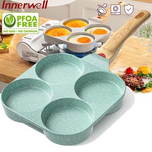 Innerwell กระทะไข่ Nonstick สีเบจ 4 in 1 มัลติฟังก์ชั่น ปราศจาก PFOA เหมาะสำหรับเตาทุกประเภท