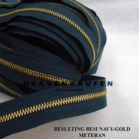 Gambar Resleting Zipper Longchain Type Gigi Besi No 5 Warna Kain Biru Navy Dongker - Gold Emas Harga Per Meter - navy-gold dari Heaven Kaufen Kota Malang 1 Tokopedia